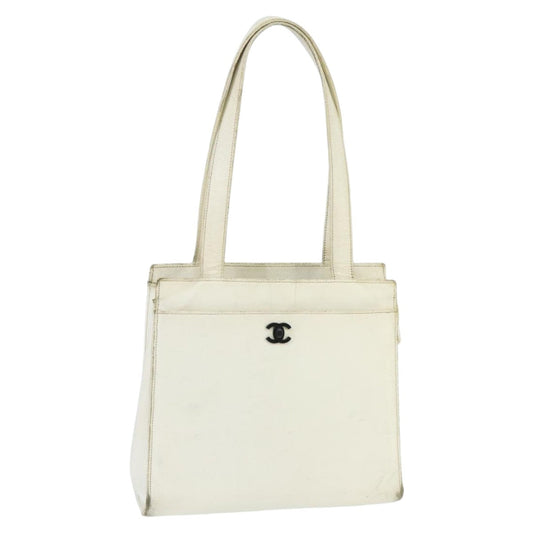 CHANEL Shoulder Bag Caviar Skin White CC bs19618