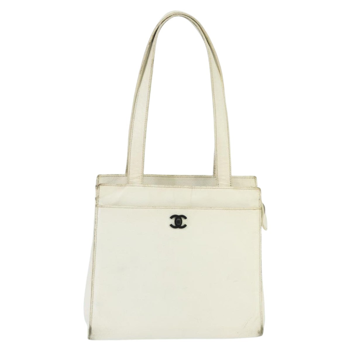 CHANEL Shoulder Bag Caviar Skin White CC bs19618