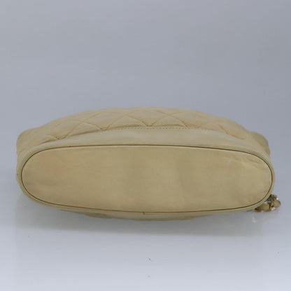 CHANEL Matelasse Chain Shoulder Bag Lamb Skin Beige Gold CC bs19648