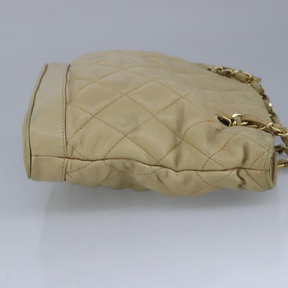 CHANEL Matelasse Chain Shoulder Bag Lamb Skin Beige Gold CC bs19648