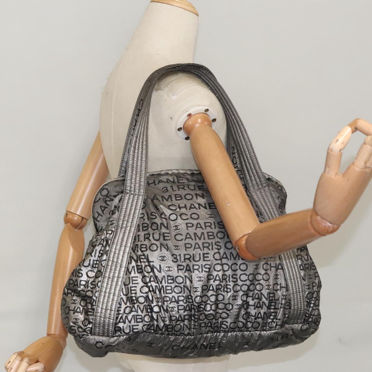 CHANEL Unlimited Tote Bag Nylon Silver CC bs19653