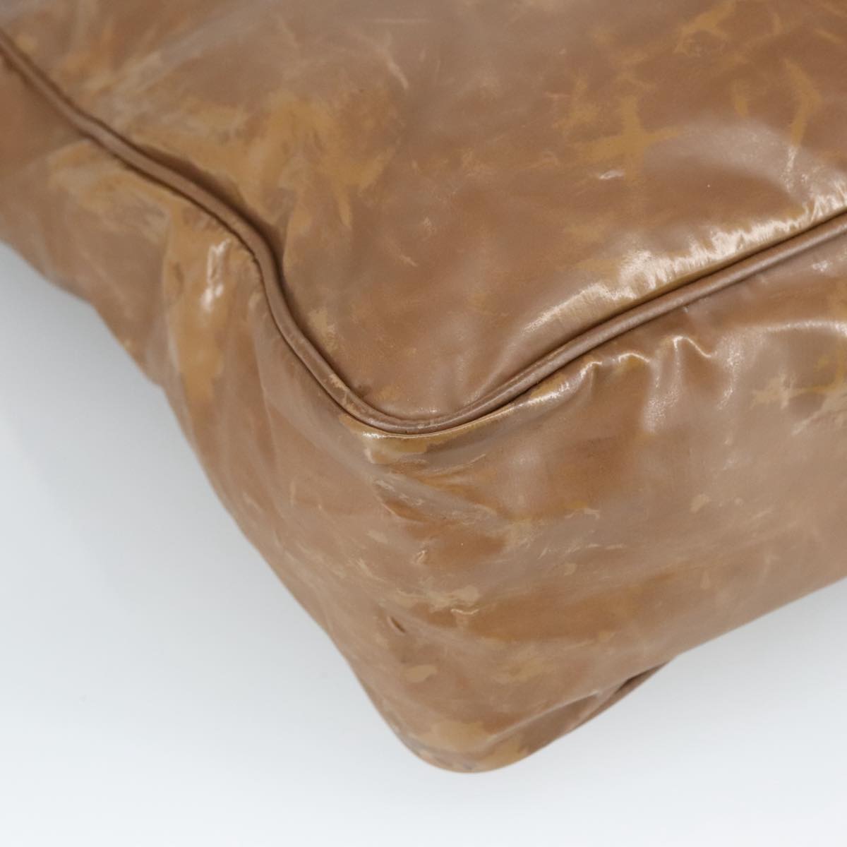 CHANEL Chain Tote Bag Patent leather Gold Brown CC bs19657