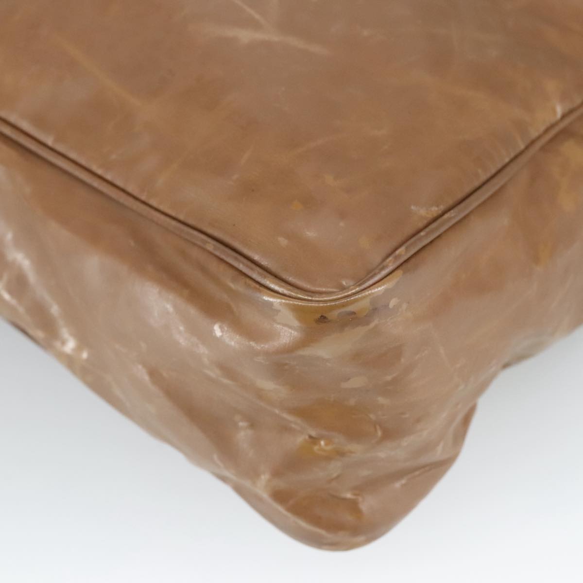 CHANEL Chain Tote Bag Patent leather Gold Brown CC bs19657