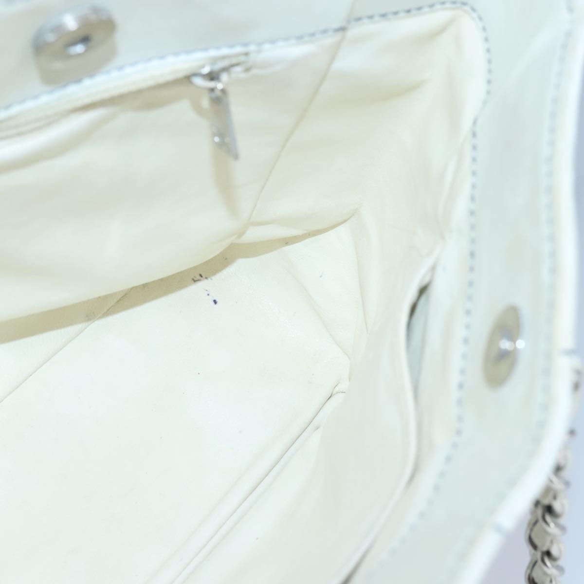 CHANEL Choco Bar Chain Tote Bag Leather White CC bs19700