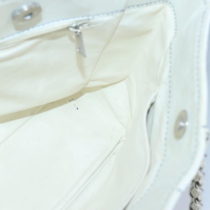 CHANEL Choco Bar Chain Tote Bag Leather White CC bs19700