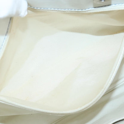 CHANEL Choco Bar Chain Tote Bag Leather White CC bs19700