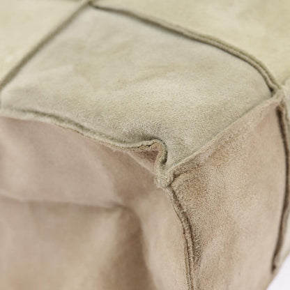 CHANEL Choco Bar Tote Bag Suede Beige Silver CC bs19748