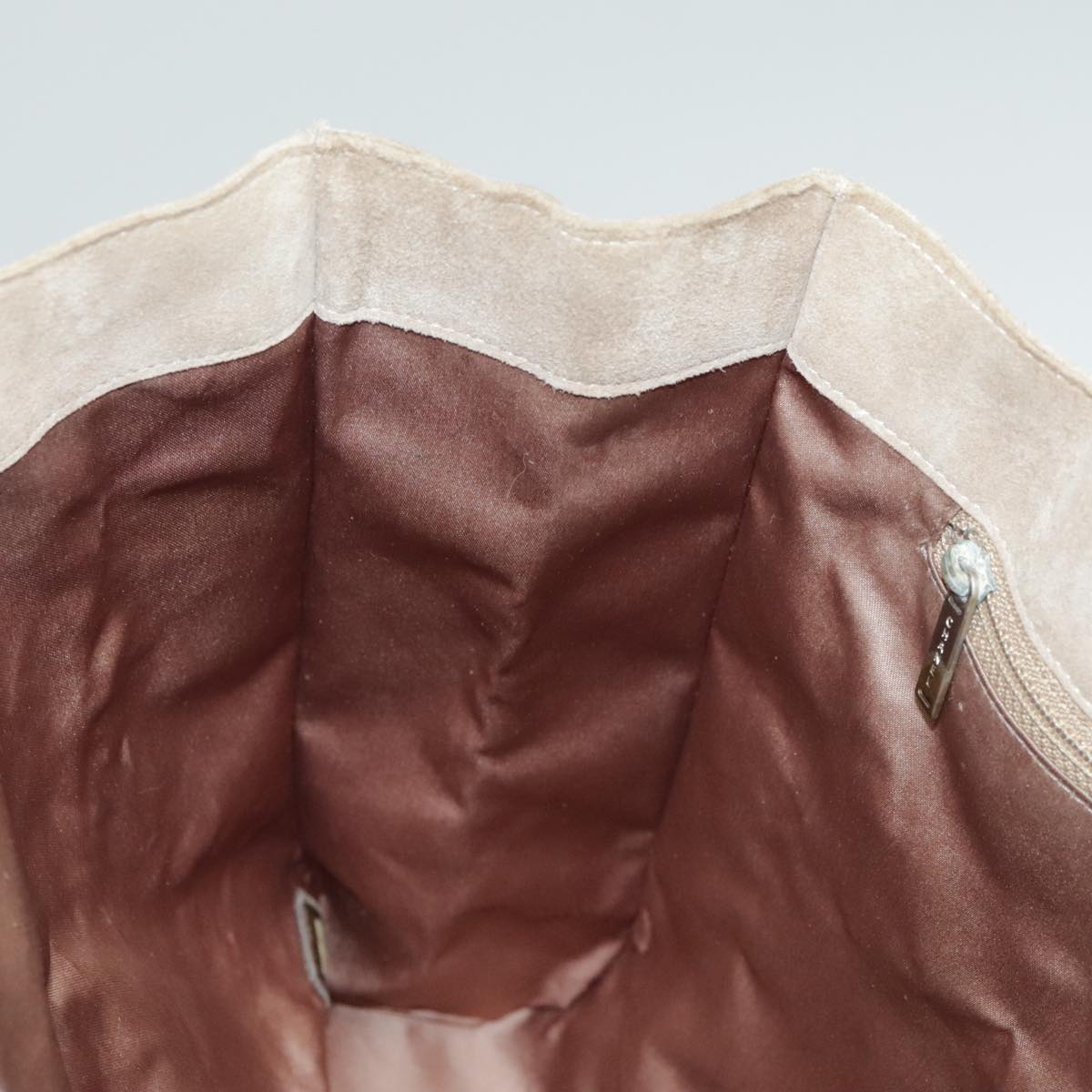 CHANEL Choco Bar Tote Bag Suede Beige Silver CC bs19748