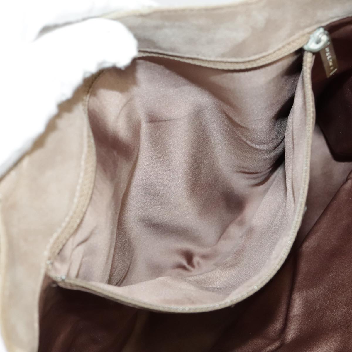 CHANEL Choco Bar Tote Bag Suede Beige Silver CC bs19748