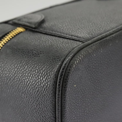 CHANEL Vanity COCO Mark Pouch Caviar Skin Black Gold CC bs19771