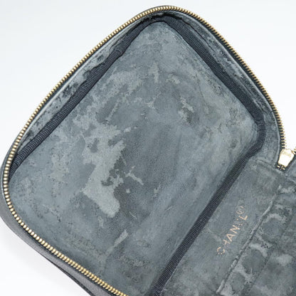 CHANEL Vanity COCO Mark Pouch Caviar Skin Black Gold CC bs19771