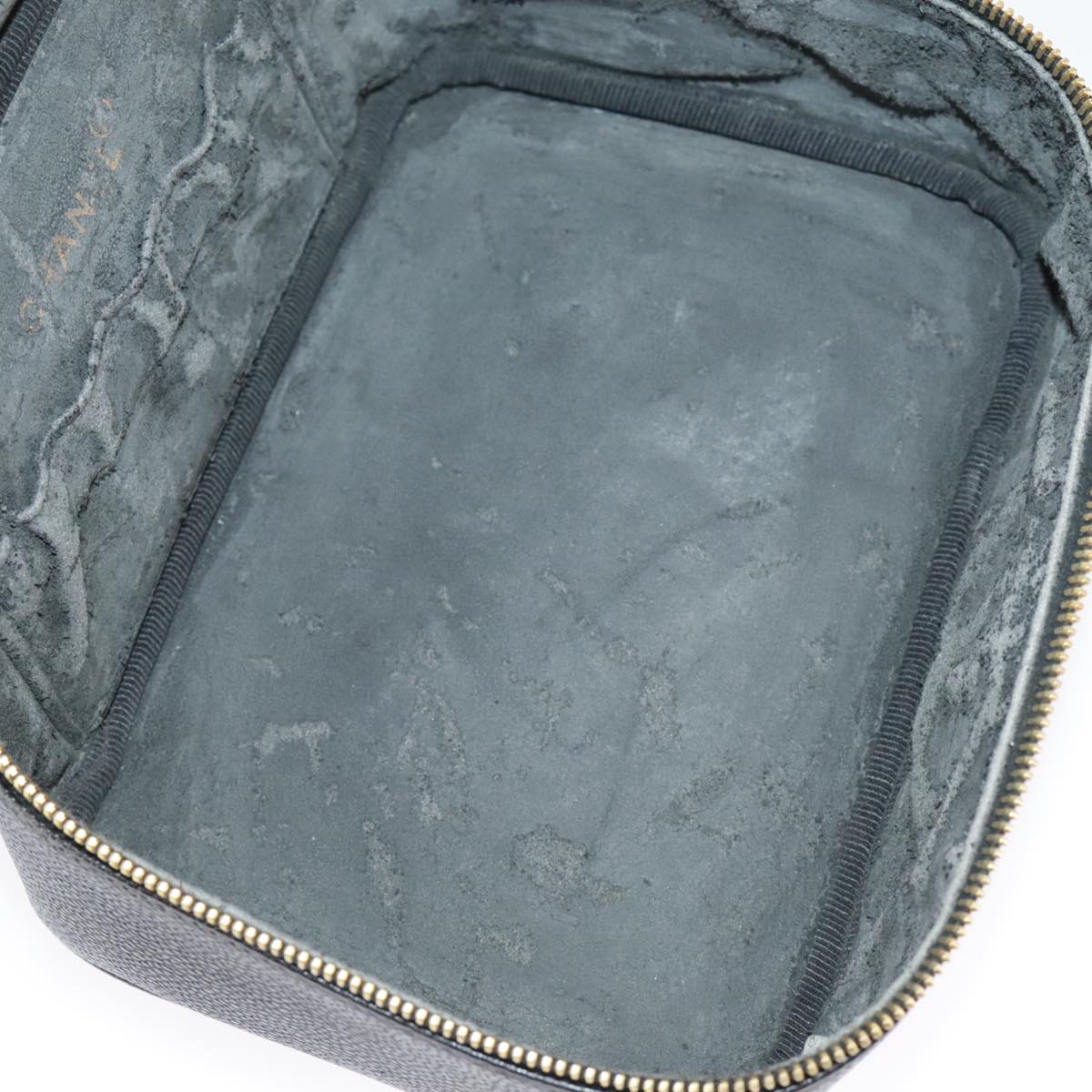 CHANEL Vanity COCO Mark Pouch Caviar Skin Black Gold CC bs19771