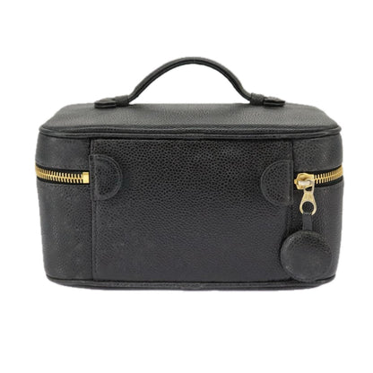 CHANEL Vanity COCO Mark Pouch Caviar Skin Black Gold CC bs19771