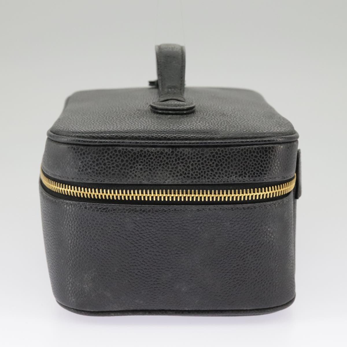 CHANEL Vanity COCO Mark Pouch Caviar Skin Black Gold CC bs19771