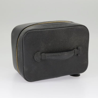 CHANEL Vanity COCO Mark Pouch Caviar Skin Black Gold CC bs19771