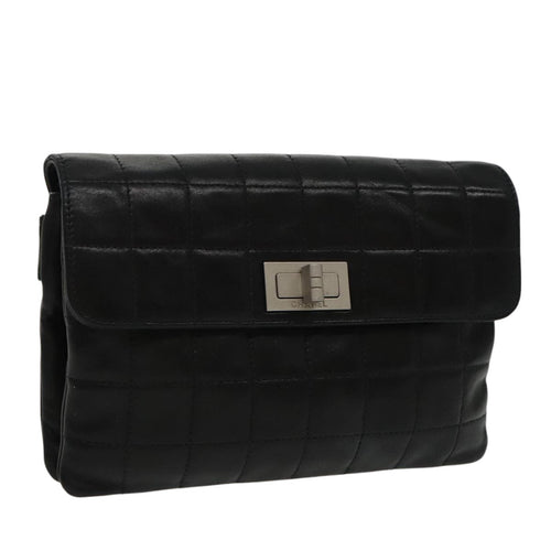 CHANEL Choco Bar Waist bag Lamb Skin Black Gold CC bs19810