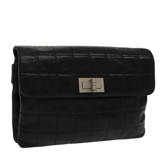 CHANEL Choco Bar Waist bag Lamb Skin Black Gold CC bs19810