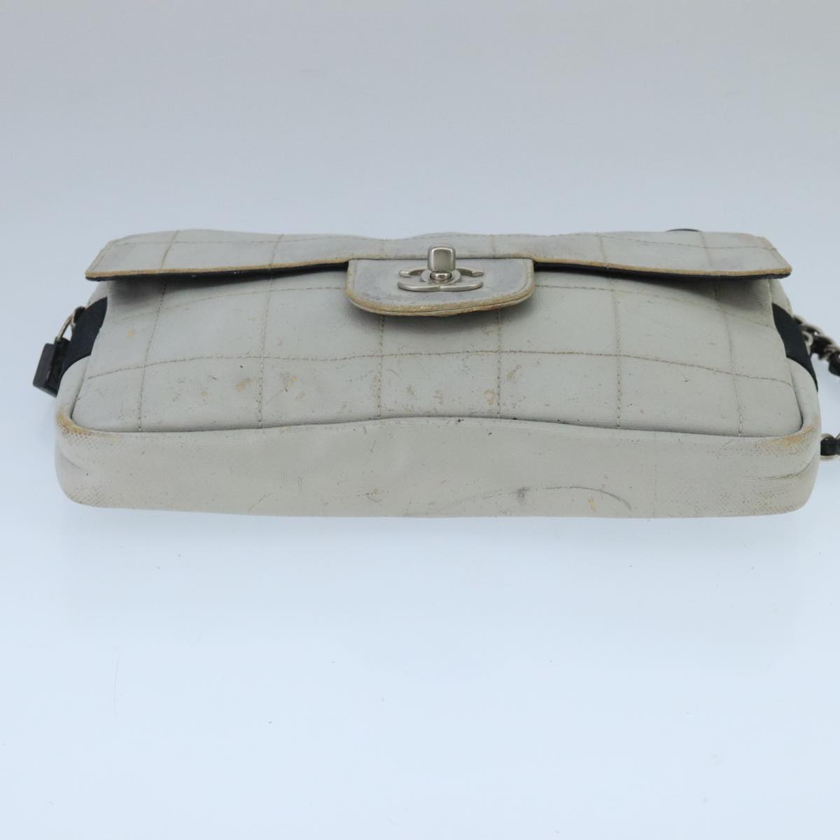 CHANEL Sports Choco Bar Chain Shoulder Bag Coated Canvas Gray CC bs19812
