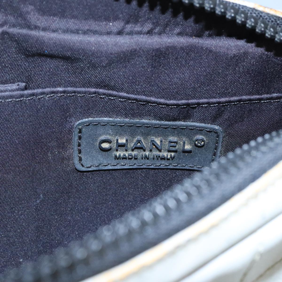 CHANEL Sports Choco Bar Chain Shoulder Bag Coated Canvas Gray CC bs19812