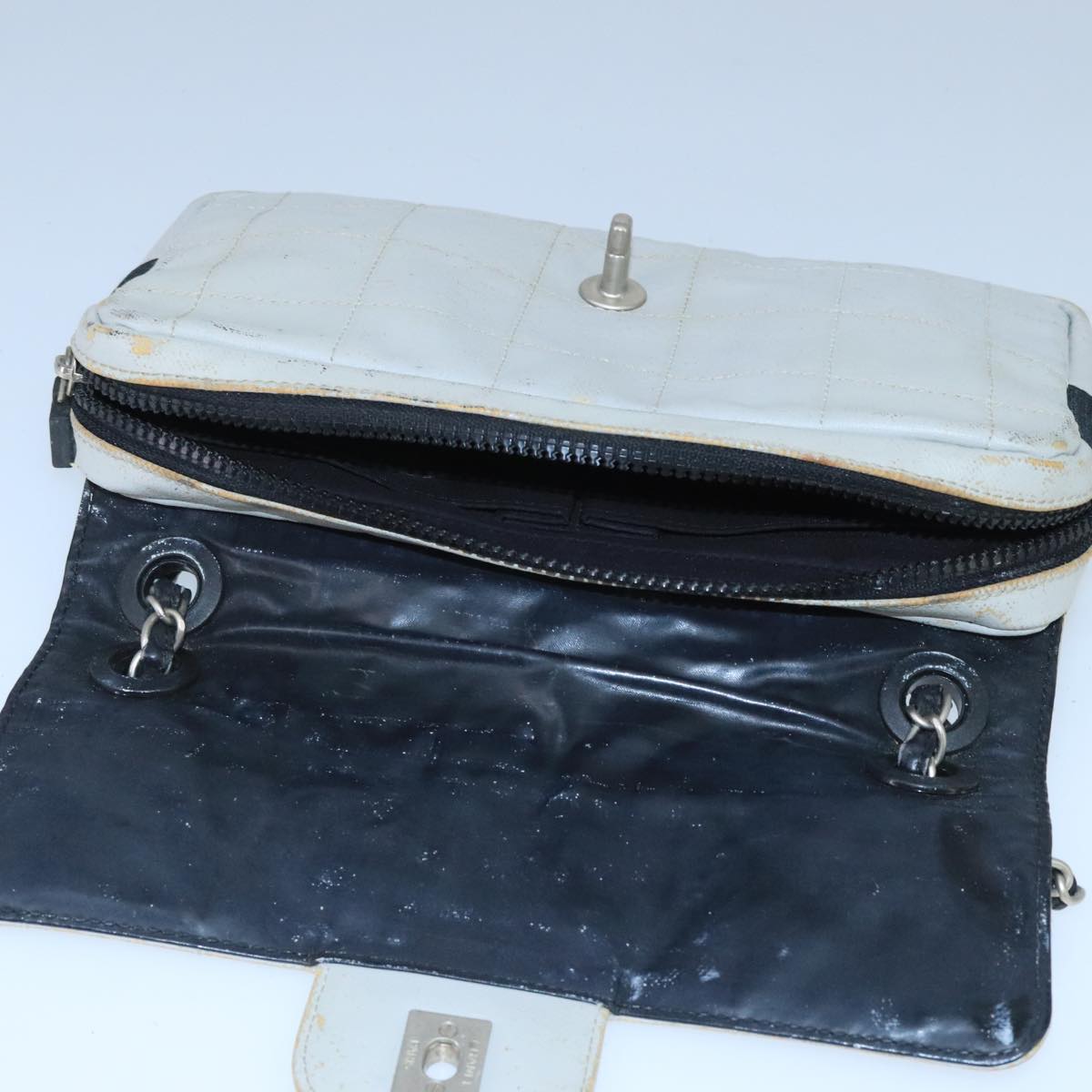 CHANEL Sports Choco Bar Chain Shoulder Bag Coated Canvas Gray CC bs19812