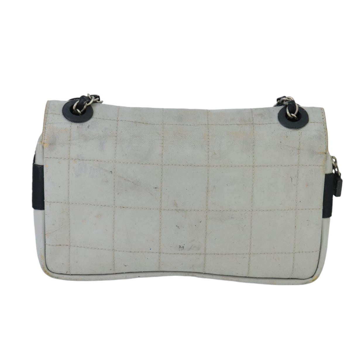 CHANEL Sports Choco Bar Chain Shoulder Bag Coated Canvas Gray CC bs19812
