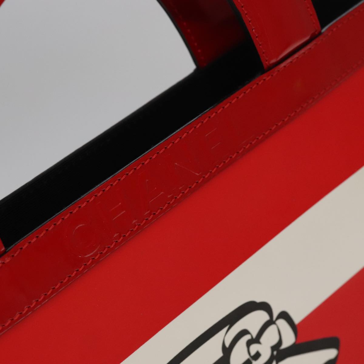 CHANEL Mademoiselle Choco Bar line Tote Bag Leather Red CC bs19852