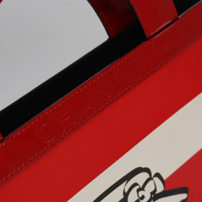 CHANEL Mademoiselle Choco Bar line Tote Bag Leather Red CC bs19852