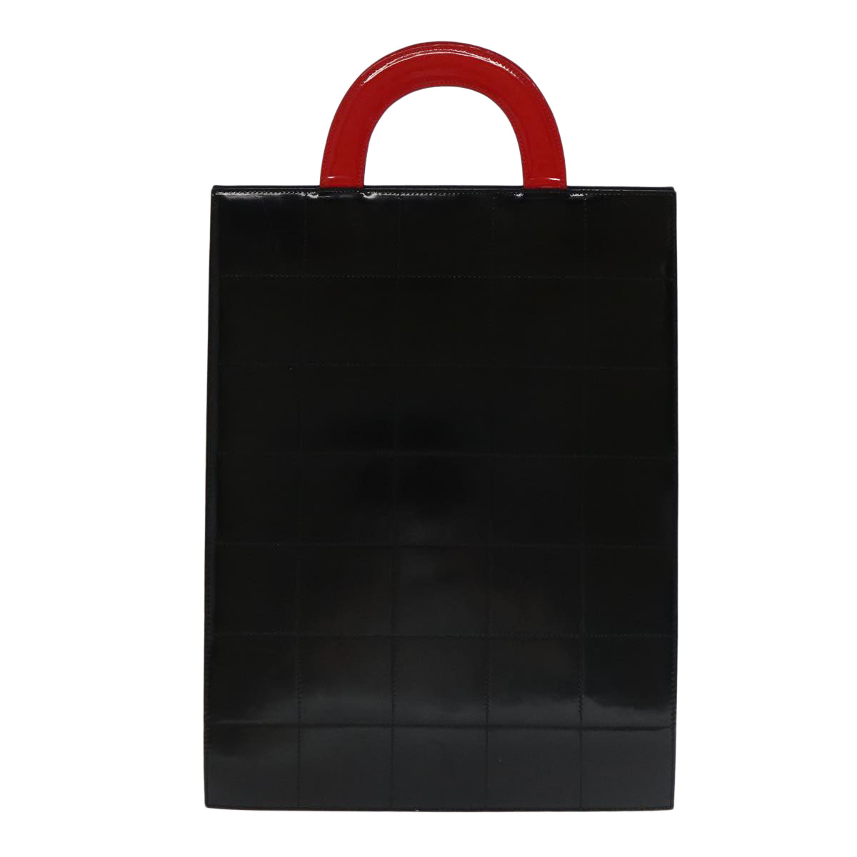 CHANEL Mademoiselle Choco Bar line Tote Bag Leather Red CC bs19852