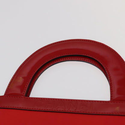 CHANEL Mademoiselle Choco Bar line Tote Bag Leather Red CC bs19852