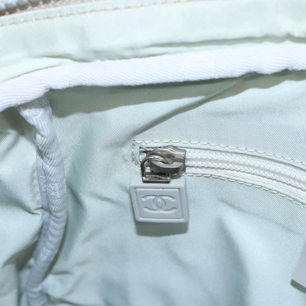 CHANEL Sports Tote Bag Nylon White Silver CC bs19989