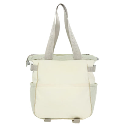 CHANEL Sports Tote Bag Nylon White Silver CC bs19989