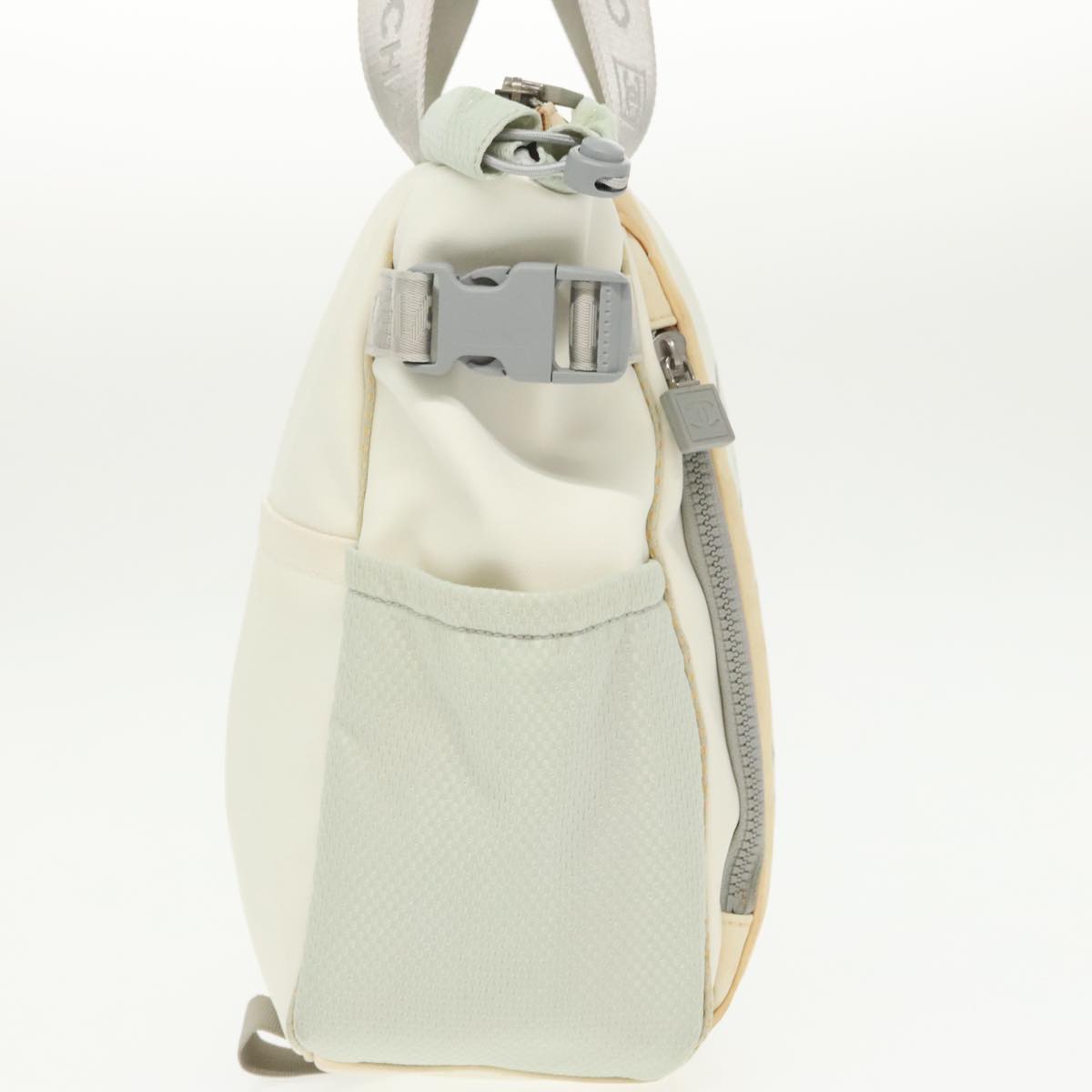 CHANEL Sports Tote Bag Nylon White Silver CC bs19989