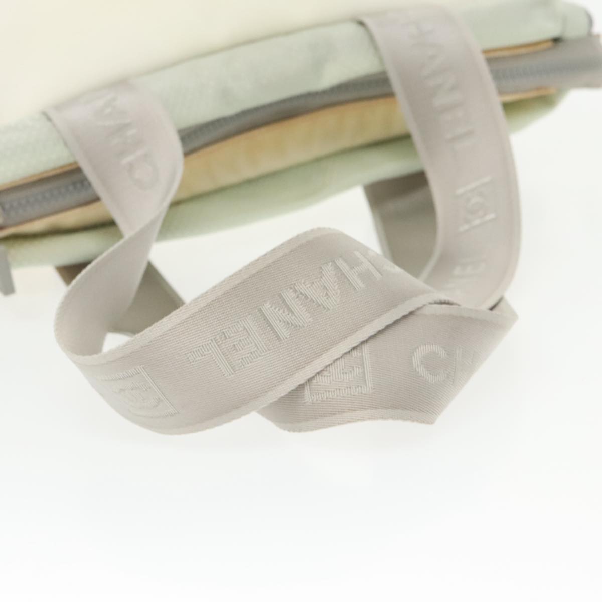 CHANEL Sports Tote Bag Nylon White Silver CC bs19989
