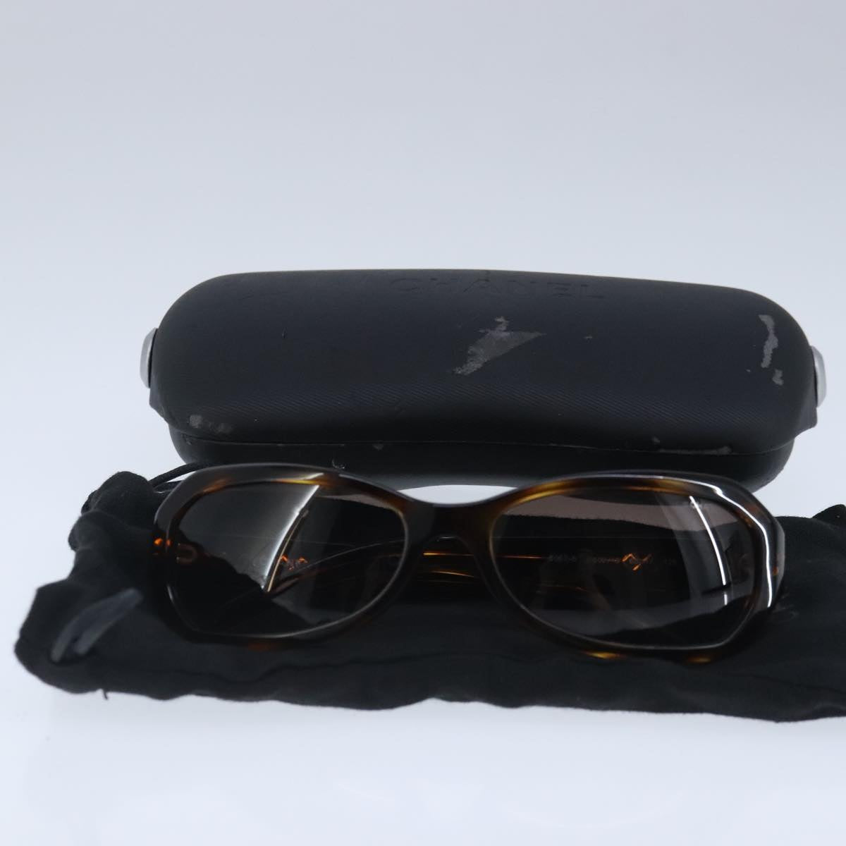 CHANEL Sunglasses plastic Brown CC bs20031