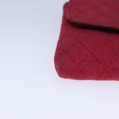 CHANEL Matelasse Necklace Pouch cotton Red Gold CC bs20086