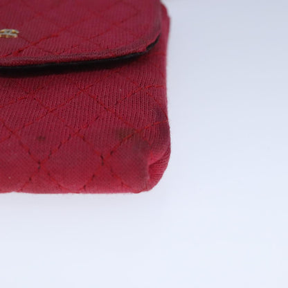 CHANEL Matelasse Necklace Pouch cotton Red Gold CC bs20086