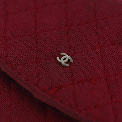 CHANEL Matelasse Necklace Pouch cotton Red Gold CC bs20086