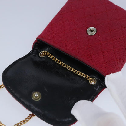 CHANEL Matelasse Necklace Pouch cotton Red Gold CC bs20086
