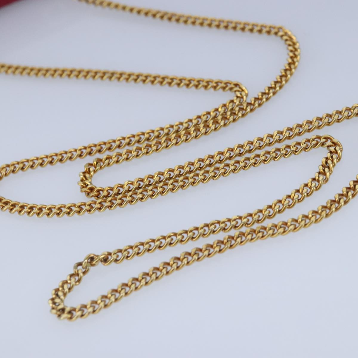 CHANEL Matelasse Necklace Pouch cotton Red Gold CC bs20086