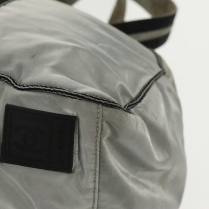 CHANEL Sports Boston Bag Canvas Silver Black CC bs20164
