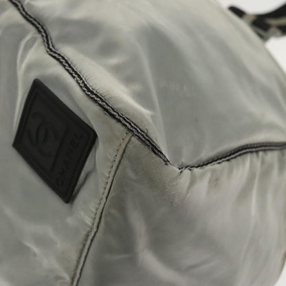 CHANEL Sports Boston Bag Canvas Silver Black CC bs20164