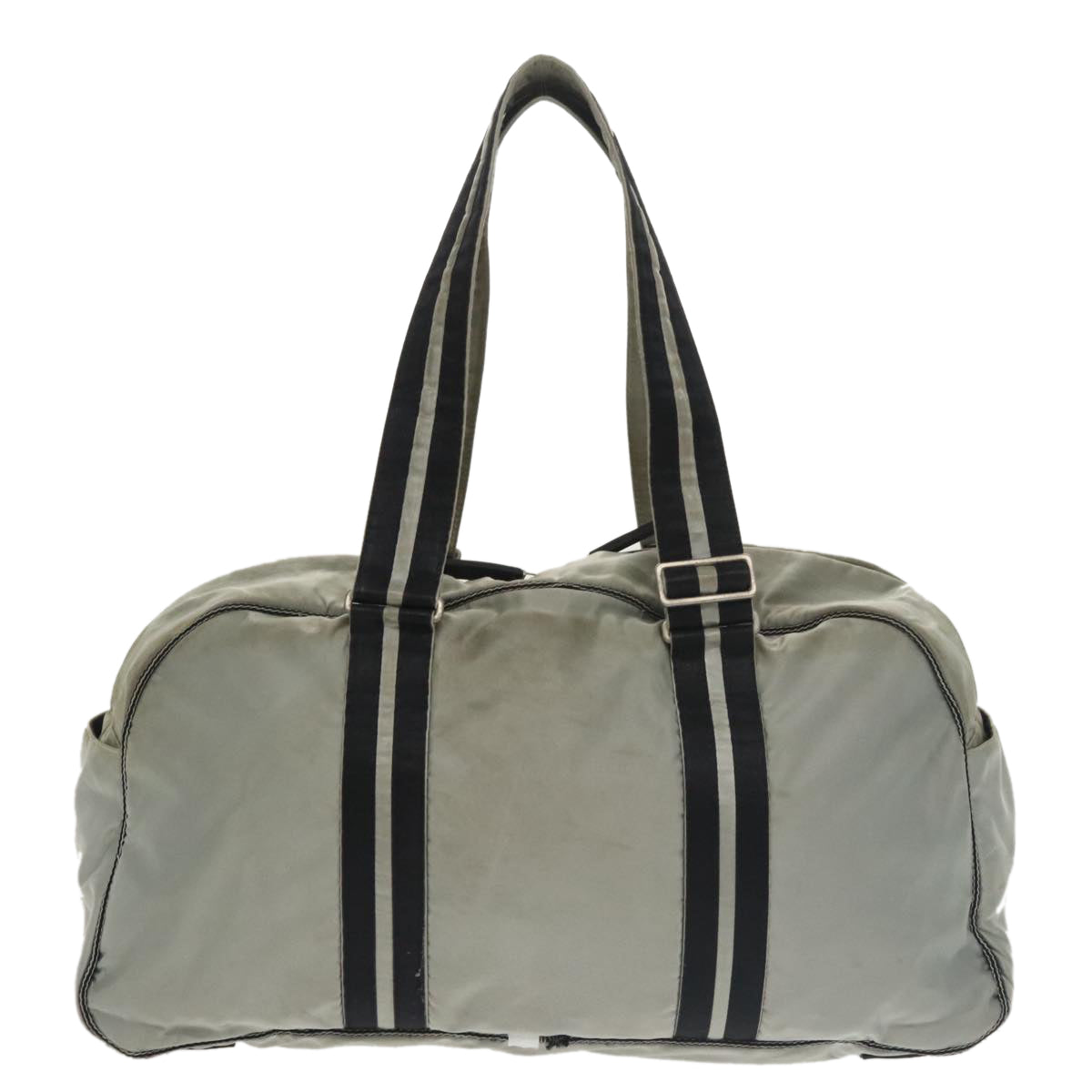 CHANEL Sports Boston Bag Canvas Silver Black CC bs20164