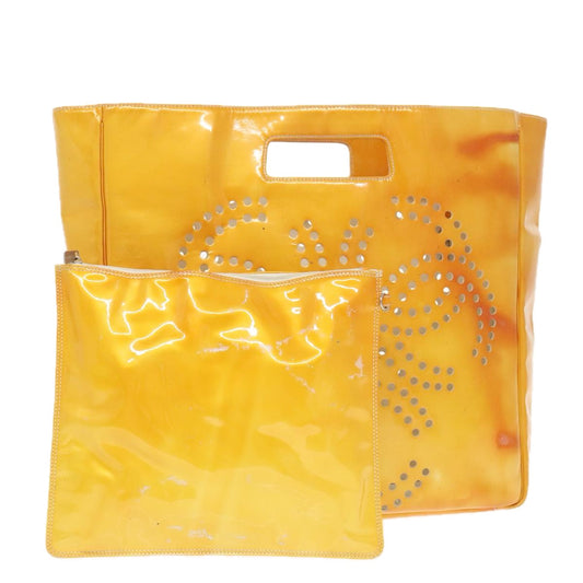 CHANEL COCO Mark Hand Bag Patent leather Yellow CC bs20180