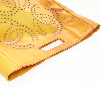 CHANEL COCO Mark Hand Bag Patent leather Yellow CC bs20180