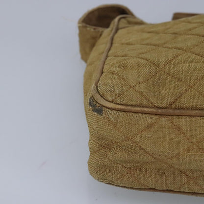 CHANEL Matelasse Shoulder Bag Canvas Beige CC bs20198