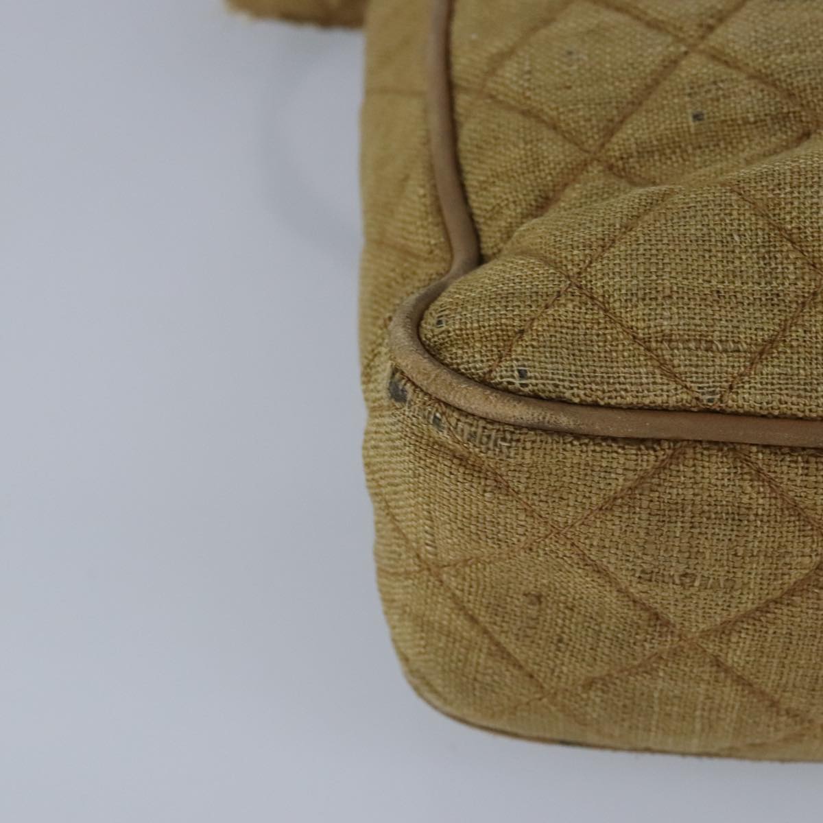 CHANEL Matelasse Shoulder Bag Canvas Beige CC bs20198