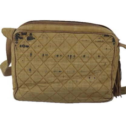 CHANEL Matelasse Shoulder Bag Canvas Beige CC bs20198