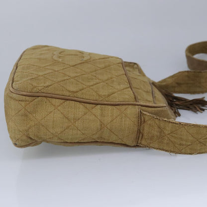 CHANEL Matelasse Shoulder Bag Canvas Beige CC bs20198