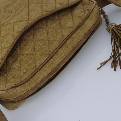 CHANEL Matelasse Shoulder Bag Canvas Beige CC bs20198