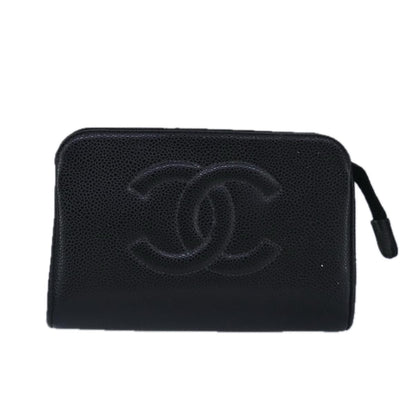 CHANEL COCO Mark Pouch Caviar Skin Black Gold CC bs20200